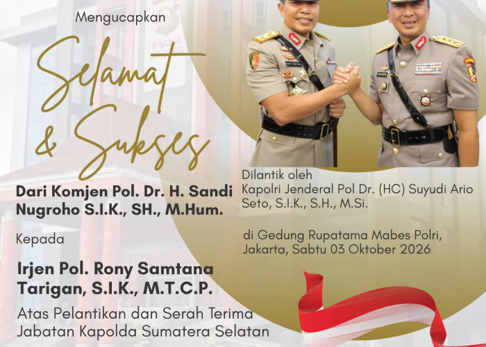 Thamrin Group: Selamat & Sukses atas Pelantikan Irjen Pol Rony Samtama SIK MTCP Sebagai Kapolda Sumsel 