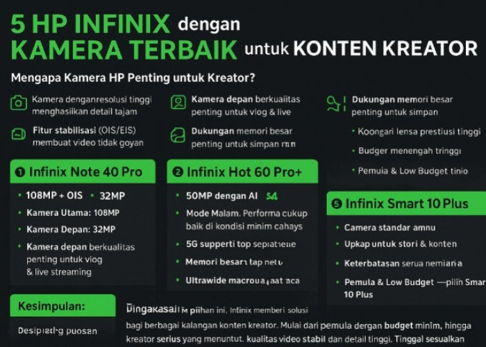 5 HP Infinix dengan Kamera Terbaik, Pilihan Tepat untuk Konten Kreator