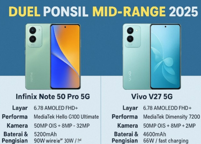 Duel Panas Ponsel Rp3 Jutaan Infinix Note 50 Pro 5G vs Vivo V27 5G, Performa Sama-Sama Menggoda