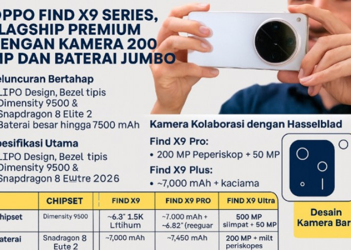 Bocoran Oppo Find X9 Series, Flagship Premium dengan Kamera 200 MP dan Baterai Jumbo