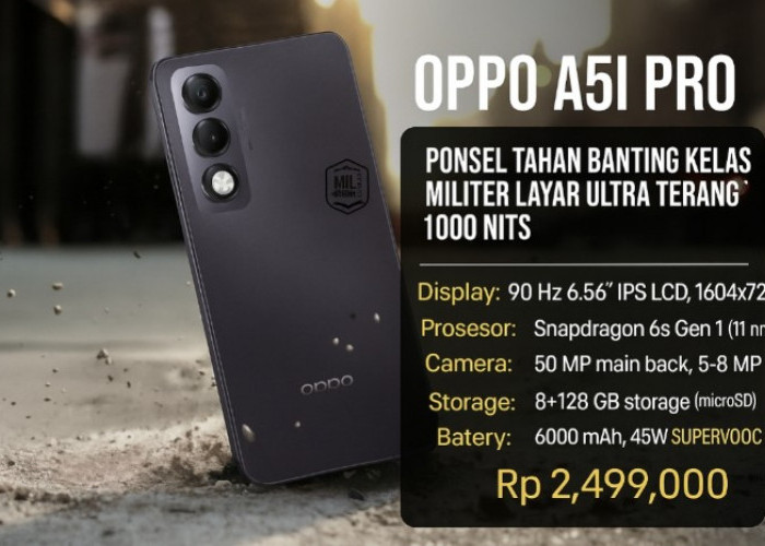 OPPO A5i Pro, Ponsel Tahan Banting Bersertifikasi Militer dengan Layar Super Terang 1000 Nits
