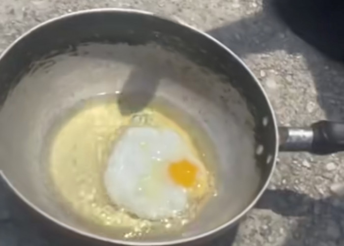 Warga Pekanbaru Heboh Goreng Telur di Bawah Terik Matahari, Hanya Hitungan Detik Langsung Matang