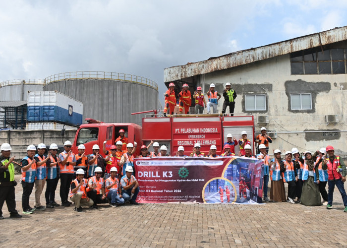 Peringati Bulan K3 Nasional Tahun 2026, Pelindo Regional 2 Palembang Gelar Drill