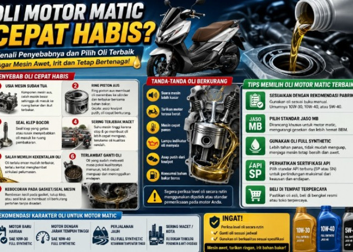 Oli Motor Matic Cepat Habis? Ini Penyebab Utamanya dan Cara Memilih Oli Terbaik Agar Mesin Awet