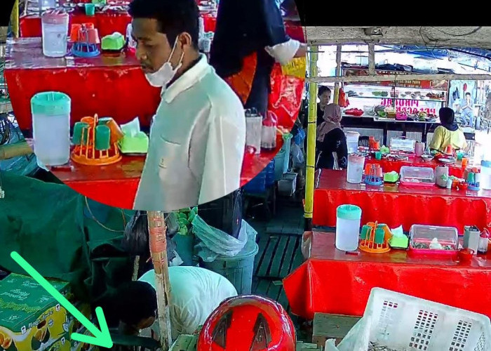 Tampang Pelaku Pencurian Terekam Jelas Kamera CCTV, Terciduk Angkut Timbangan di Lapak Buah Pasar 10 Ulu