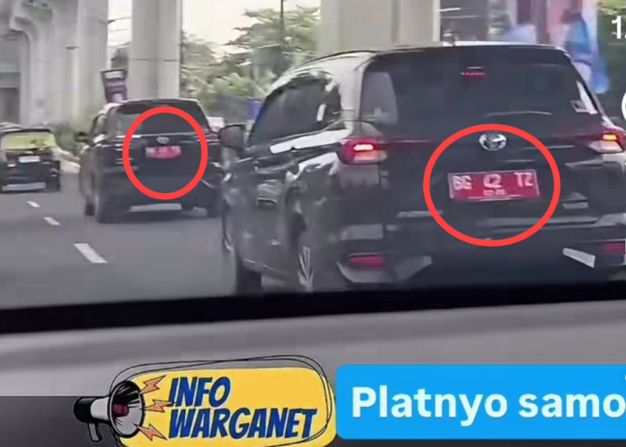 Viral! 2 Mobil Berpelat Merah Kembar Melintas di Jalanan Palembang, Diduga Kendaraan Dinas Milik Pemkab OI