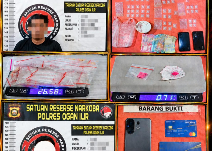 65 Paket Sabu dan Ekstasi Disita, Satres Narkoba Polres Ogan Ilir Ringkus 2 Terduga Pengedar