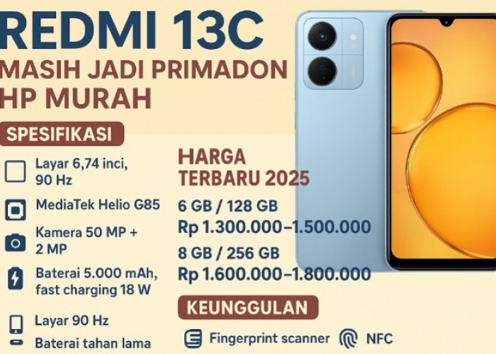 Redmi 13C Masih Jadi Primadona HP 2025, Ponsel Harga Terjangkau Modul Kamera Kelas Premium