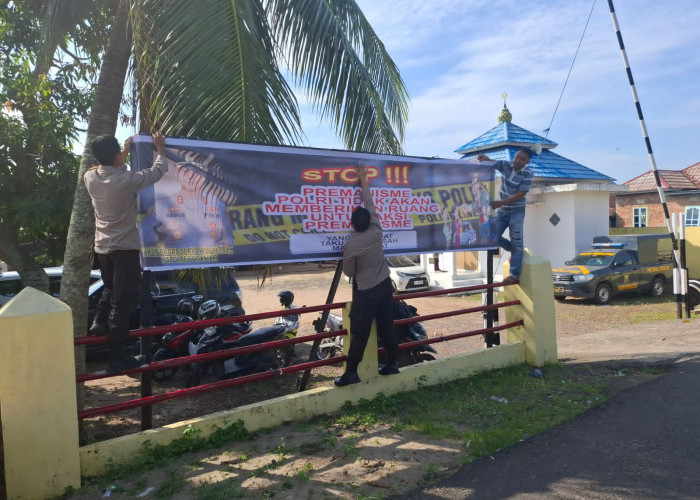 Dinilai Meresahkan Masyarakat, Polsek Pemulutan Ogan Ilir Pasang Banner Setop Premanisme dan Waspada 3C