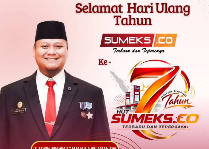 Sekda Pemkab Banyuasin Ir Erwin Ibrahim Mengucapkan Selamat HUT Sumeks.co ke-7 tahun 2026