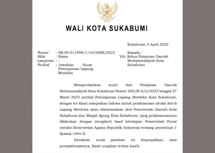 HOT NEWS! Jemaah Muhammadiyah Dilarang Laksanakan Salat Ied di Lapangan Merdeka Kota Sukabumi, Kok Bisa?
