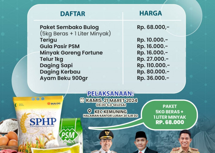Sembako Murah! Intip Harga dan Lokasi Operasi Pasar Murah Kota Palembang Tahun 2024, Selisih Hingga Rp5 Ribu