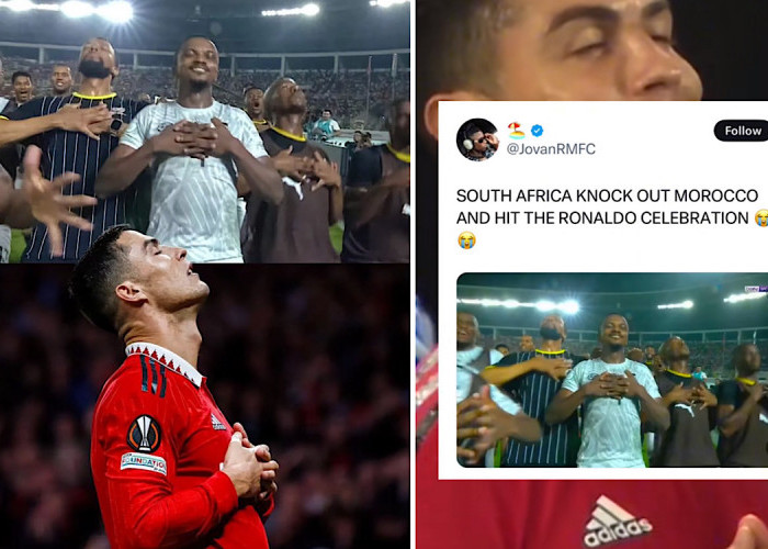 Seluruh Pemain Afrika Selatan Selebrasi Ronaldo Usai Tekuk Maroko, Netizen: ‘Justice for The King’