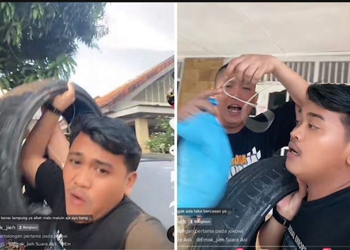 Kocak…2 Pemuda Ini Bikin Konten Bantu Mobil Pak Jokowi Nyangkut, Waduh Malu-maluin Lampung  Aja Ini Bang! 