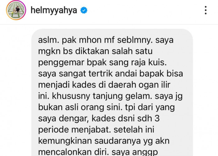 Artis Helmy Yahya Diminta Warganet Jadi Kades Tanjung Gelam Ogan Ilir, Mau Gak Ya?