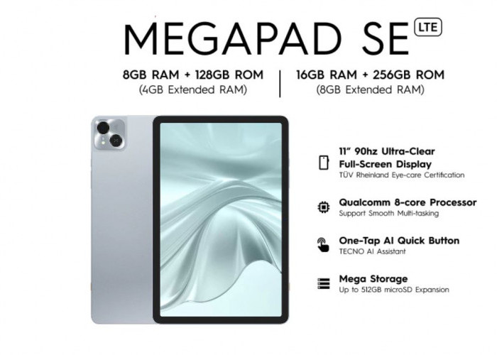 Tecno Megapad SE Resmi Rilis: Spesifikasi Layar Memukau, Desain Bodi Logam yang Tipis, Serta Harga Terjangkau