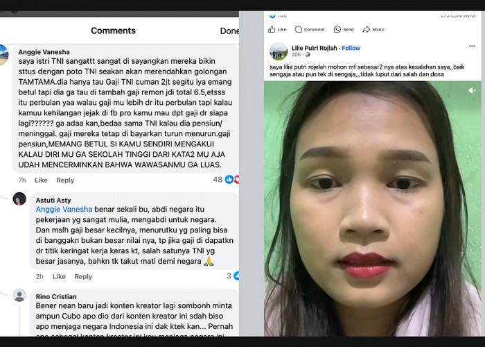 Viral, Bandingkan Gajinya Dengan TNI Postingan Lilie Putri Rojlah Dikomen Istri Tentara