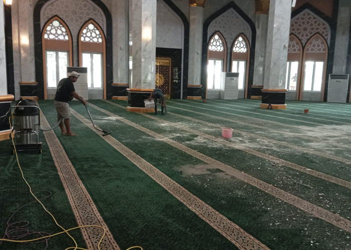 Pasca Plafon Ambruk, Masjid Agung An-Nur Tanjung Senai Ogan Ilir Ditutup Sementara dan Tiadakan Salat Jumat