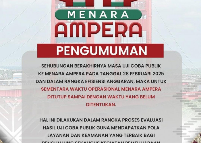 Uji Coba Publik Menara Ampera Palembang Ditutup Batas Waktu Tak Ditentukan, Evaluasi dan Efisiensi 