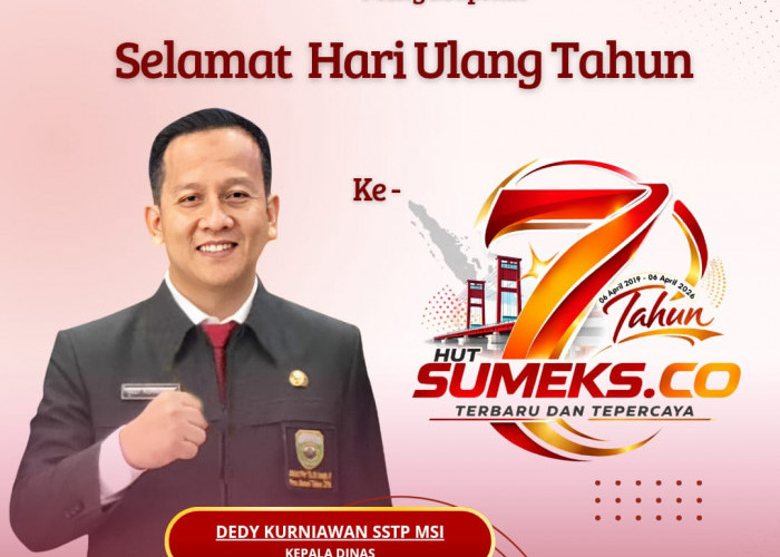 Dinas Perkebunan dan Peternakan OKI: Selamat Hari Ulang Tahun ke-7 SUMEKS.CO Tahun 2026