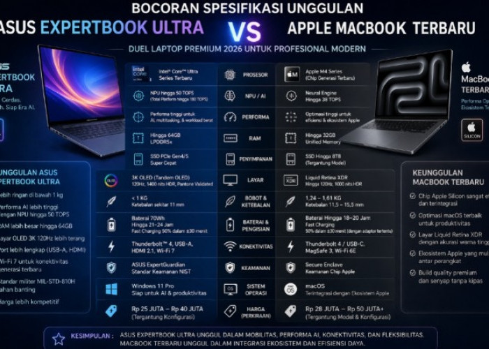 Duel Laptop Premium 2026: Asus ExpertBook Ultra Tantang Dominasi MacBook, Ini Bocoran Keunggulannya
