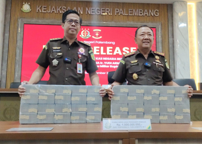 Lagi, Yudi Arminto Terpidana Korupsi Masjid Sriwijaya Bayar Uang Pengganti Rp1 Miliar ke Kejari Palembang
