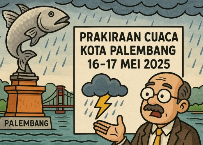 Prakiraan Cuaca Palembang dan Sekitarnya 16–17 Mei 2025, Waspadai Hujan di Beberapa Wilayah