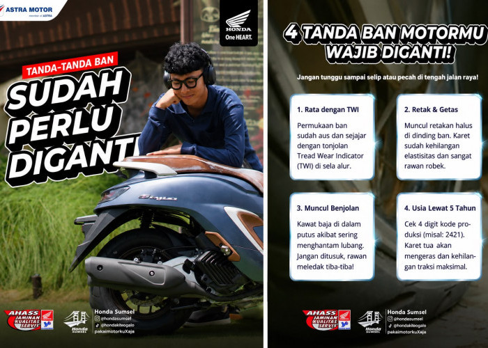 Jangan Tunggu Ban Selip atau Pecah, Ini 4 Tanda Ban Motor Sudah Wajib Diganti