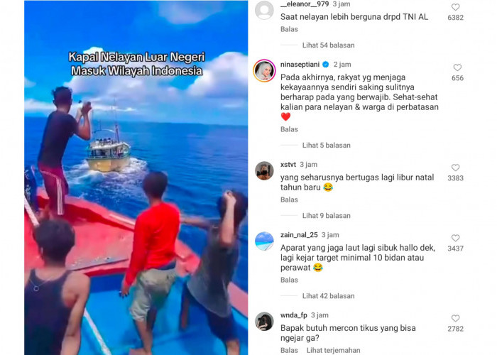 Keren! Terekam Detik-Detik Nelayan Indonesia Usir Kapal Nelayan Asing, Warganet: Kangen Bu Susi