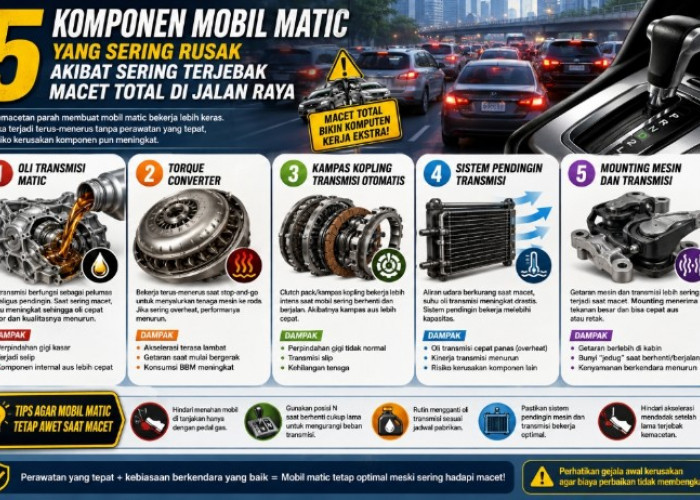 5 Komponen Mobil Matic yang Sering Rusak Akibat Sering Terjebak Macet Total