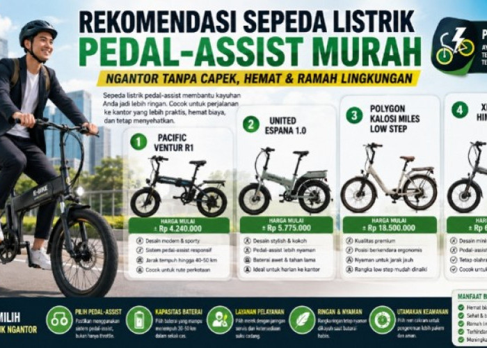 Rekomendasi Sepeda Listrik Pedal-Assist Murah untuk Ngantor, Praktis, Hemat, dan Bikin Gowes Tanpa Capek