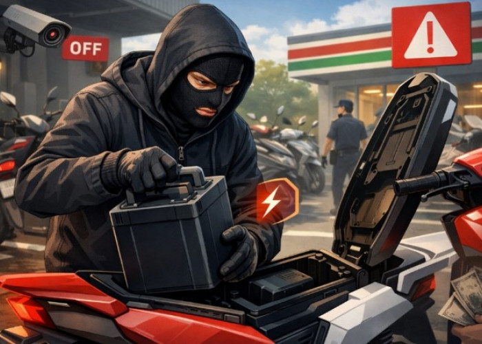 Waspada! Modus Baru Pencurian Baterai Motor Listrik di Parkiran Umum Tanpa Merusak Bodi