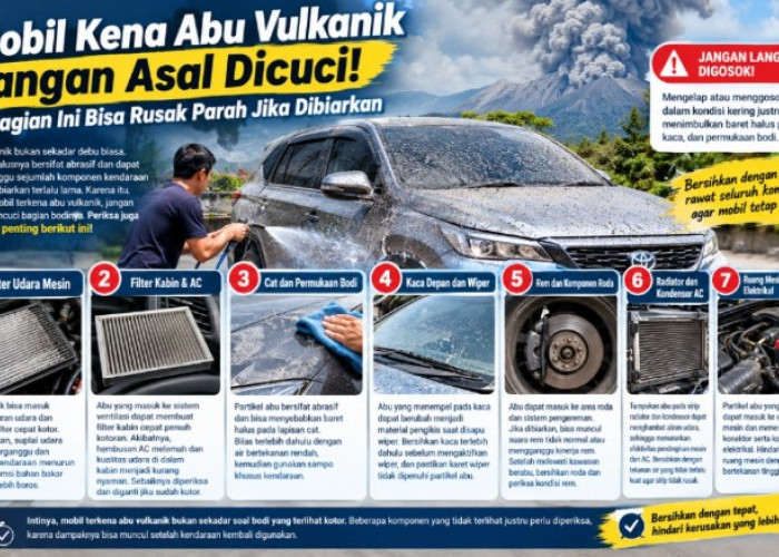 Bahaya Abu Vulkanik untuk Mobil, 7 Komponen Ini Bisa Rusak Jika Salah Dibersihkan