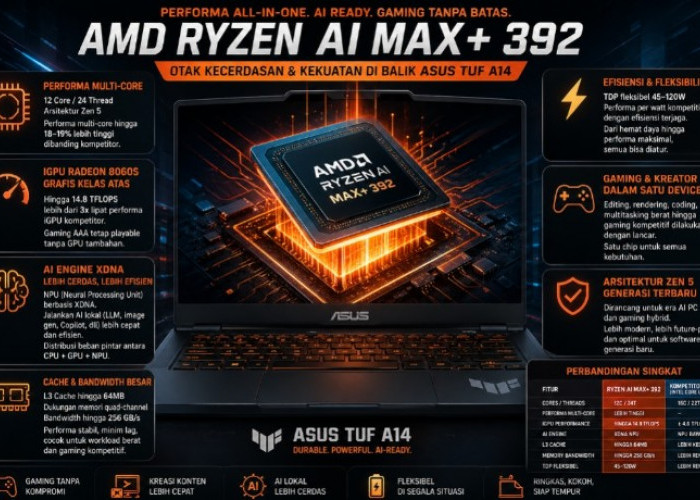 Prosesor AMD Ryzen AI Max+ 392 di Asus TUF A14 Tawarkan Performa Monster di Kelasnya