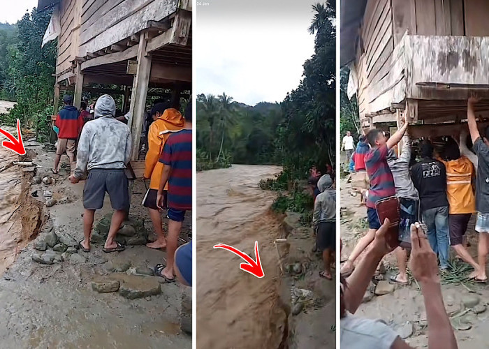 Dramatis, Warga Angkat Rumah yang Tinggal Beberapa Centimeter Longsor Terbawa Banjir Bandang di Kolaka Timur