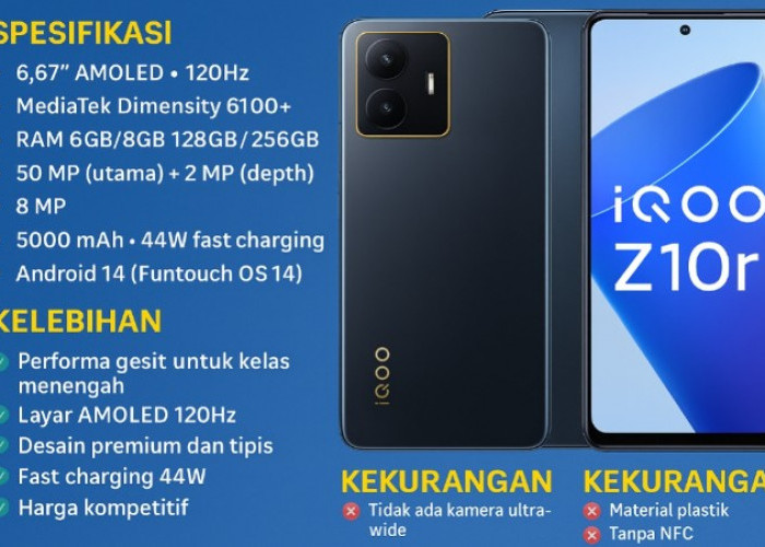 iQOO Z10r Resmi Meluncur, Ponsel 5G AMOLED 120Hz Termurah di Kelasnya!