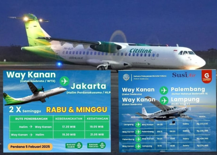 Bandara Gatot Soebroto Way Kanan Resmi Buka Rute Baru ke Halim Perdanakusuma Jakarta, Ini Jadwalnya