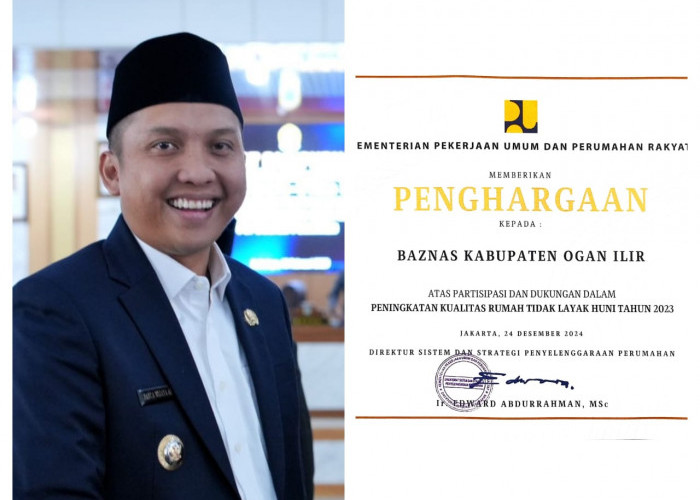 Satu-satunya di Indonesia, Baznas Ogan Ilir Raih Penghargaan dari Kementerian PUPR, Bupati Sampaikan Apresiasi