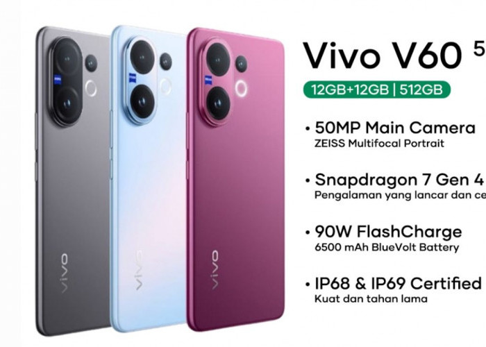 Vivo V60 Resmi Rilis ke Pasar, Layar Curved Amoled dan Performa Ngebut Banget! Ini Spesifikasi dan Harganya