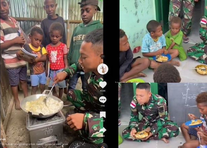 Adem Banget!…TNI Masak Nasi Goreng, Makan Bersama Anak-anak Papua: Sayangi Mereka Agar Besar Tak Terhasut KKB 