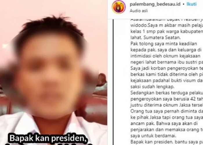 Viral Video Siswa SMP di Lahat Minta Tolong Presiden Jokowi, Ngaku Diancam Oknum Jaksa