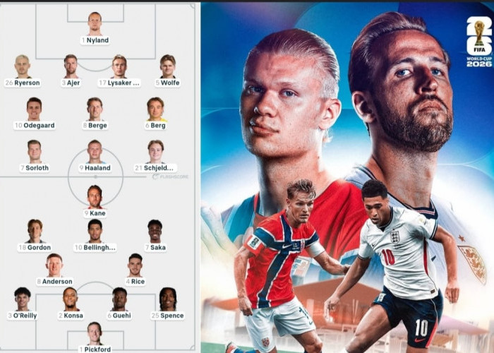 Prediksi Line Up Norwegia v Inggris: Haaland, Odegaard, Kane dan Bellingham Bentrok di Perempat Final Pagi Ini