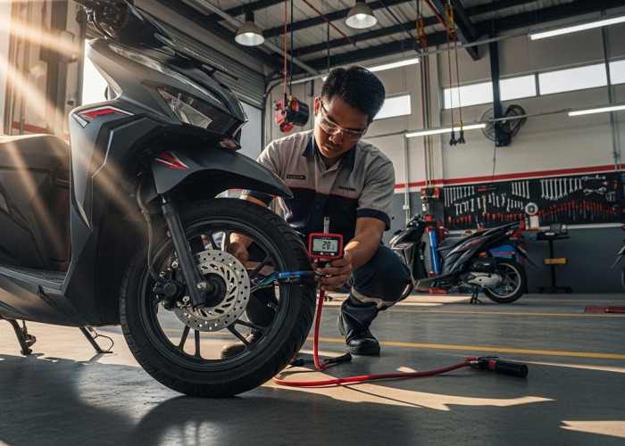 Tips Cek Tekanan Angin Ban Motor Matic Saat Cuaca Panas Ekstrem Agar Tetap Aman di Jalan