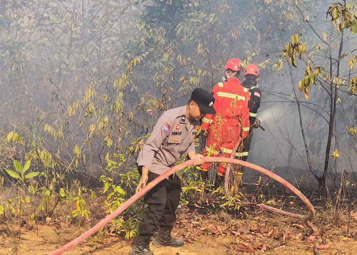 Polsek Gelumbang Bersama Manggala Agni Sigap Langsung ke Titik Hotspot Karhutla 