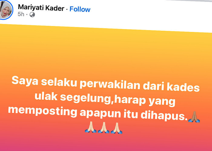 Wanita Ini Ngaku Perwakilan Kades Ulak Segelung Minta Take Down Semua Postingan Kades Ditusuk, Ada Apa?