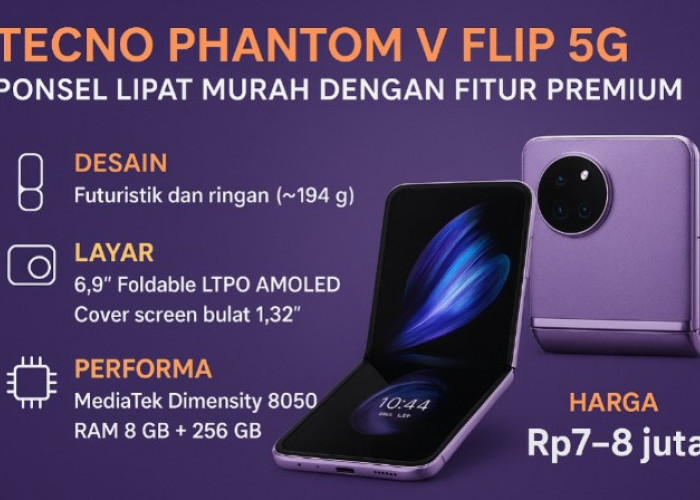 Tecno Phantom V Flip 5G, Ponsel Lipat Murah dengan Fitur Premium