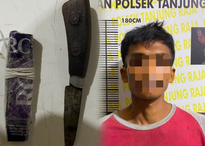 Pria Mencurigakan Terciduk Patroli Hunting Polsek Tanjung Raja Saat Nongkrong depan Mako, Ternyata Bawa Sajam!
