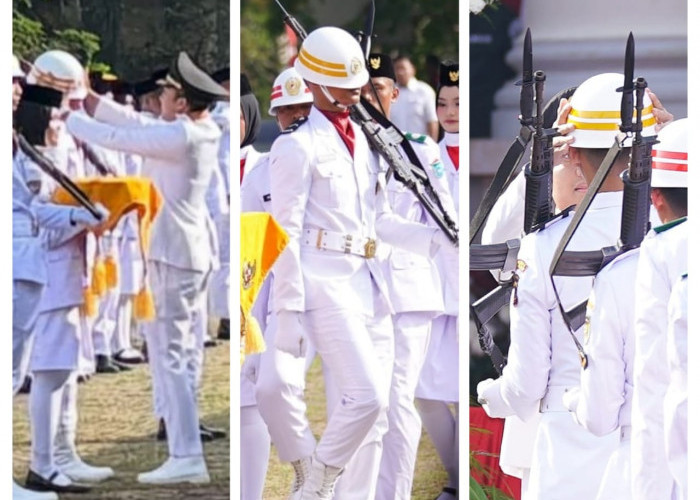 Aksi Spontan Bupati Ogan Ilir Saat Upacara HUT ke-80 RI, Perbaiki Topi Pendamping Pasukan Pengibar Bendera