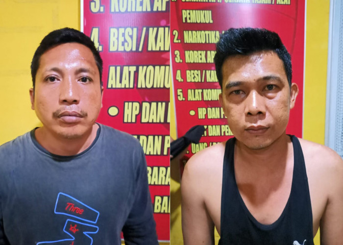 Polsek Tanjung Lubuk Amankan 2 Pelaku Pencurian Besi Tower Sutet