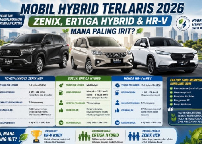 Mobil Hybrid Terlaris 2026: Zenix, Ertiga Hybrid atau HR-V, Mana Paling Irit?